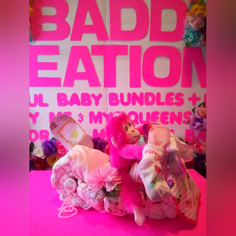 #152👉🏼MOTORCYCLE DIAPER CAKE ("FOR A BABY GIRL")